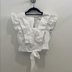 White ruffle top